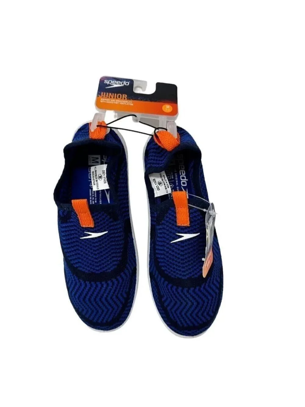 Speedo Junior Surfwalker Water Shoes M 2-3 Blue/Orange Lightweight Swim Beach